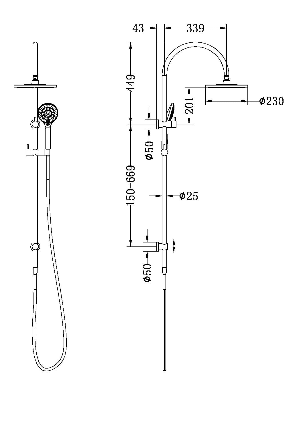 Nero Mecca Gooseneck Twin Air Shower NR221905b