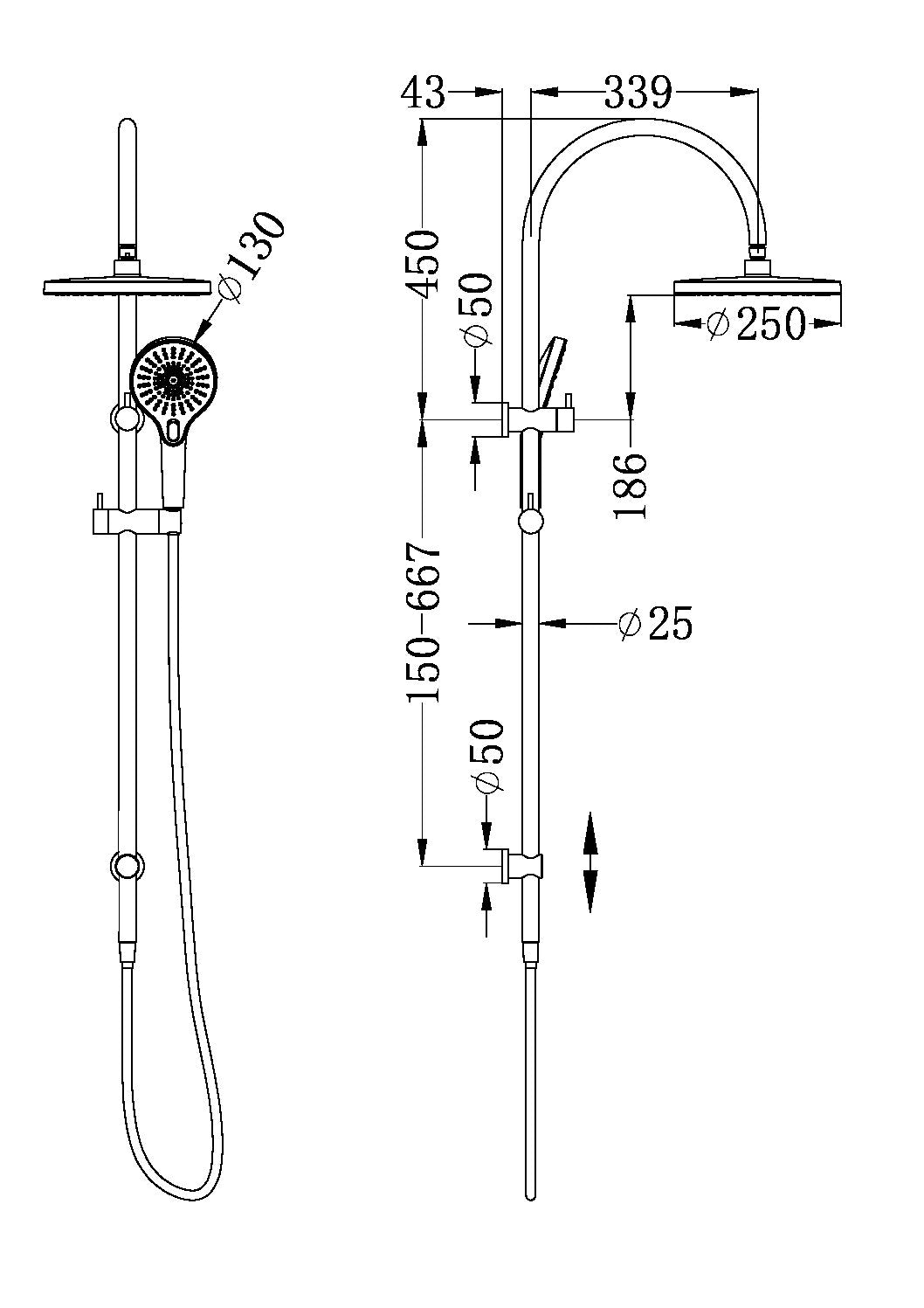 Nero Mecca Gooseneck Twin Shower NR221905e