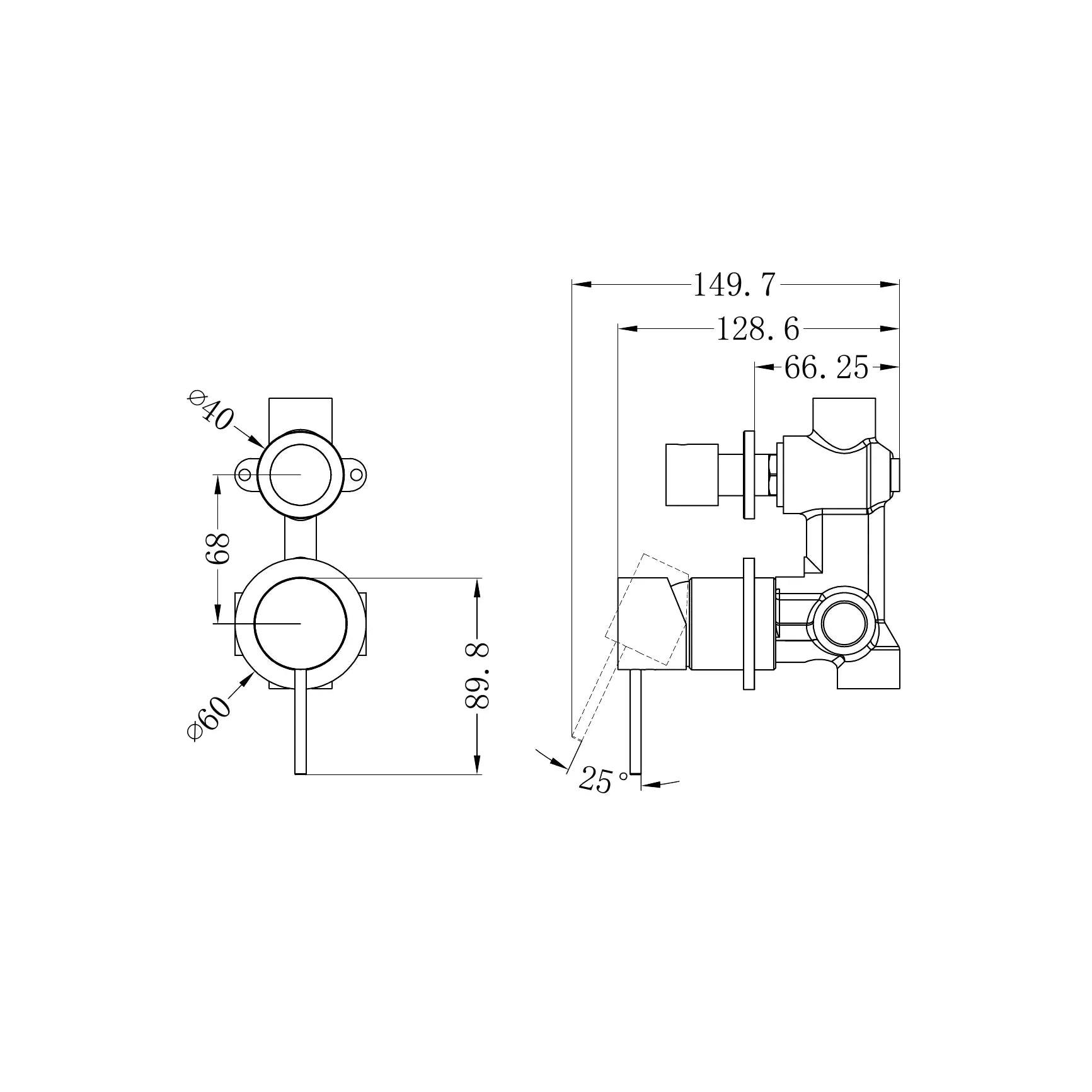 Nero Mecca Shower/Bath Diverter Mixer Separate Plates NR221909t
