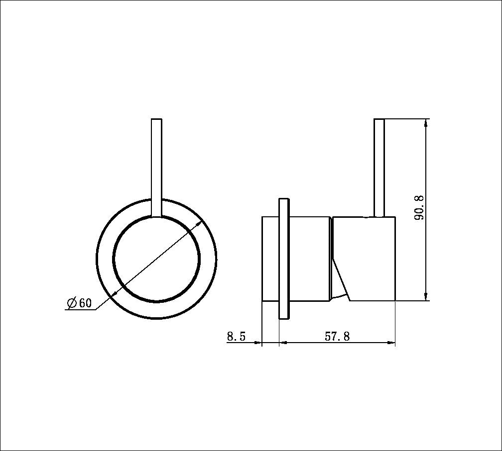 Nero Mecca Shower/Bath Mixer Up Handle Trim Kit 60mm Plate NR221911jt