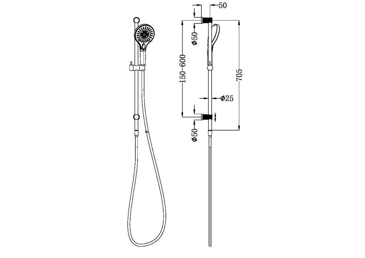 Nero Opal Shower Rail NR251905d