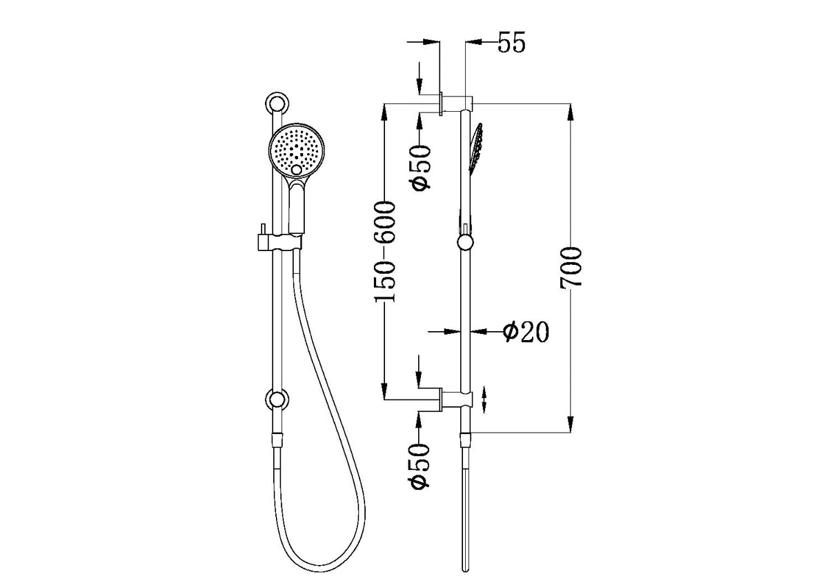 Nero Dolce Shower Rail NR314