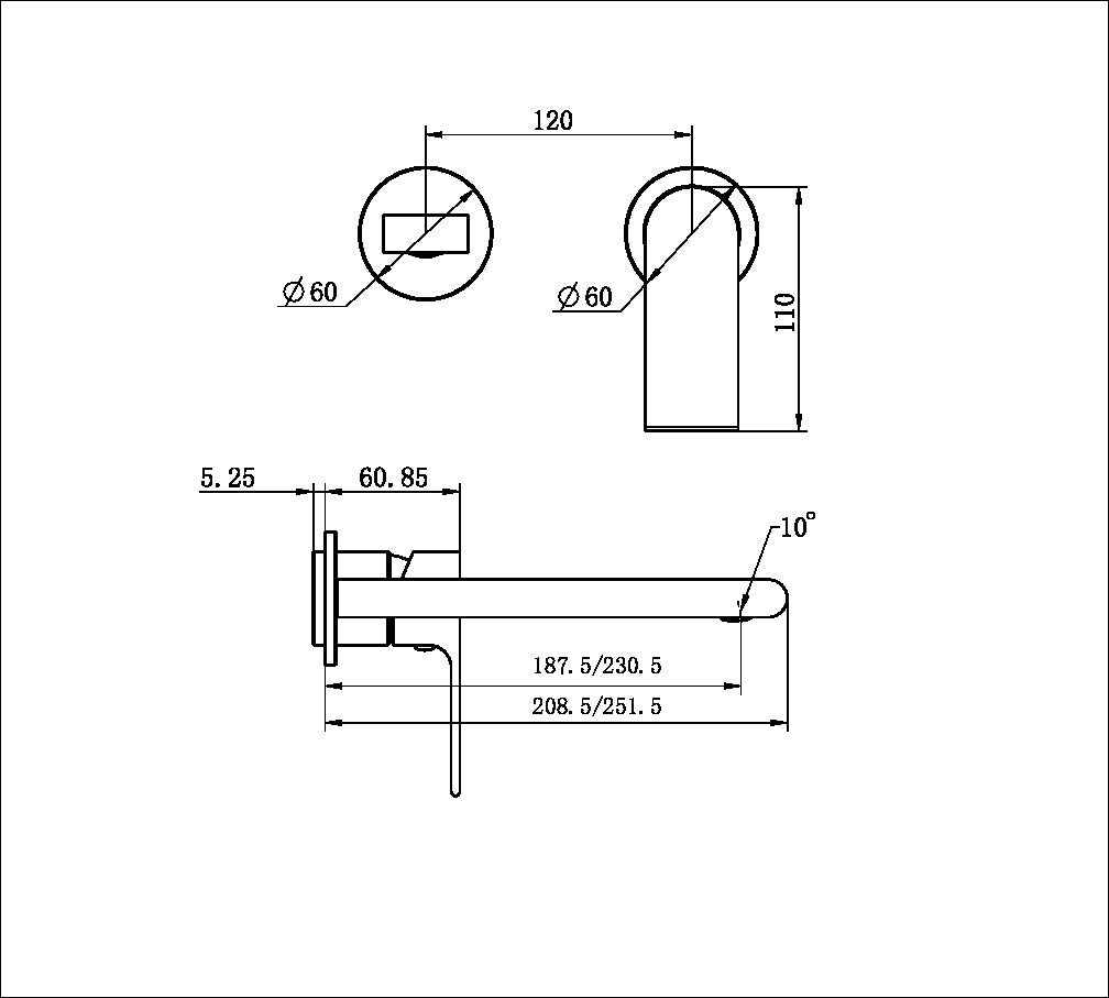 Nero Bianca Wall Basin/Bath Mixer Trim Kit Separate Plates NR321510