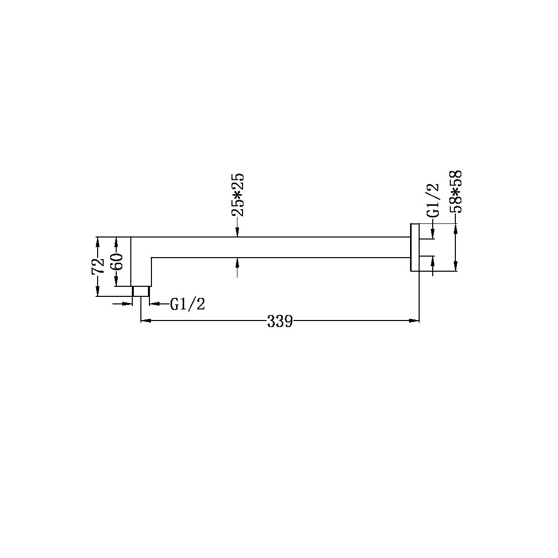 Nero 340mm Square Wall Arm NR501