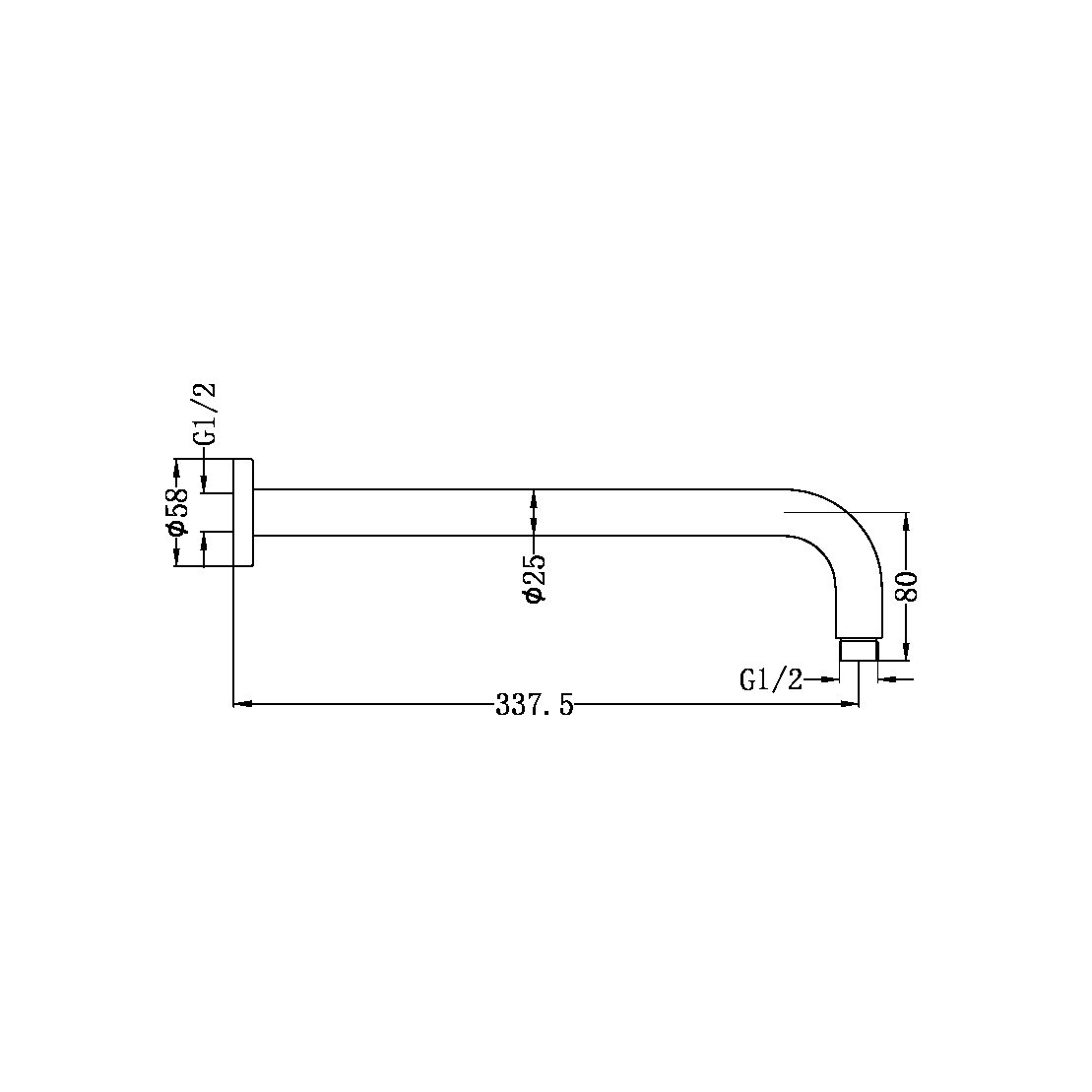 Nero 330mm Round Wall Arm NR502