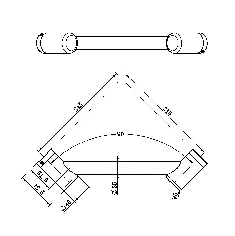 Nero Mecca Care 25mm Footrest Corner Grab Rail 215mm NRCR2508W