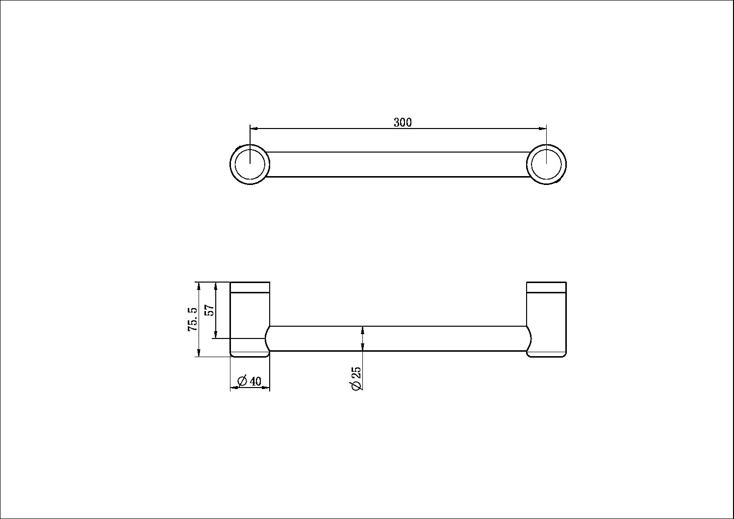 Nero Mecca Care 25mm Grab Single Towel Rail 300mm NRCR2512