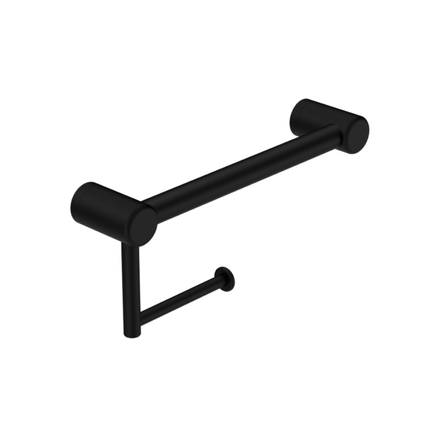 Nero Mecca Care 25mm Grab Rail with Toilet Roll Holder 300mm NRCR2512A