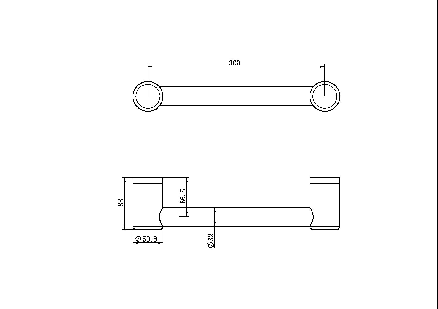 Nero Mecca Care 32mm Grab Single Towel Rail 300mm NRCR3212
