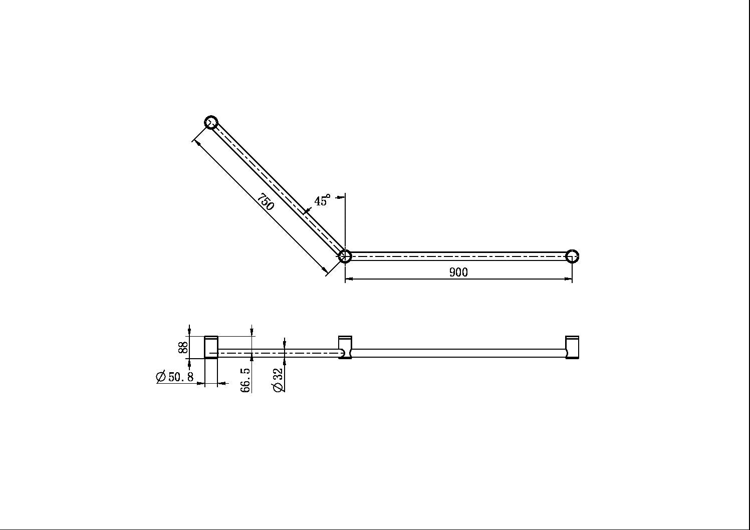 Nero Mecca Care 32mm DDA 45 Degree Grab Rail 750 x 900mm NRCR3245