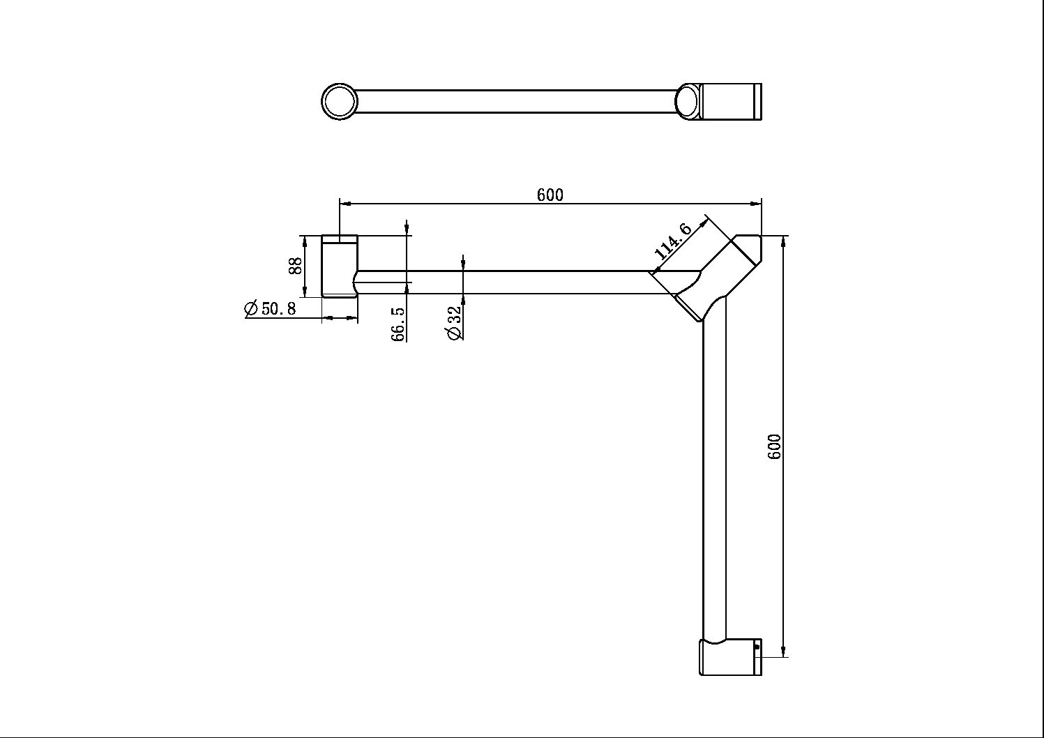 Nero Mecca Care 32mm Wrap Around Corner Grab Rail 600 x 600mm NRCR3290W