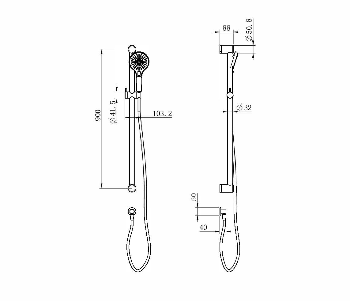 Nero Mecca Care 32mm Grab Rail and Adjustable Shower Rail Set 900mm NRCS005