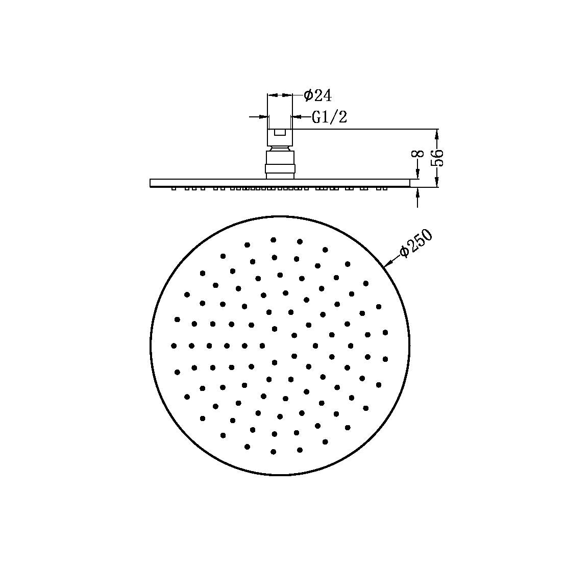 Nero 250mm Round Shower Head NRROA1001