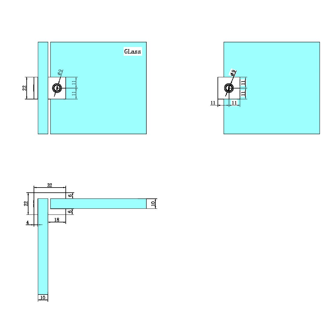 Nero Over-Panel Glass to Glass Fitting 10mm NRSH201