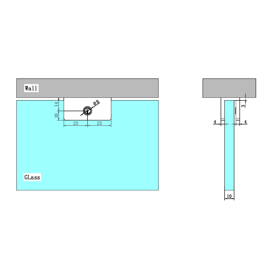 Nero 90 Degree Glass to Floor U-Bracket 10mm NRSH203