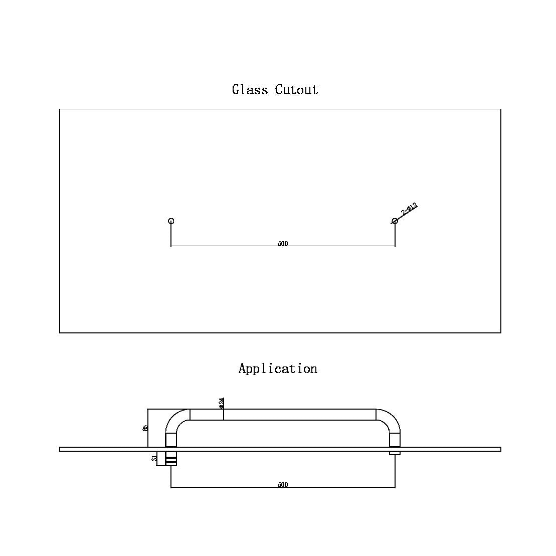 Nero Knob Set & Towel Bar 500mm NRSH303