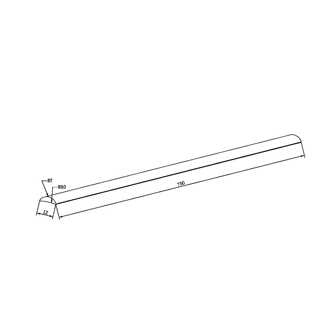 Nero Half Round Water Seal Rail 750mm NRSH401