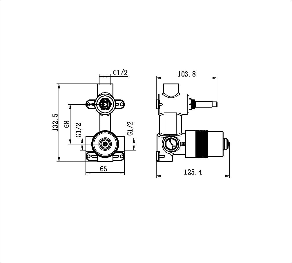 Nero Premium 35mm Universal Shower/Bath Diverter Mixer Body NRUB003P