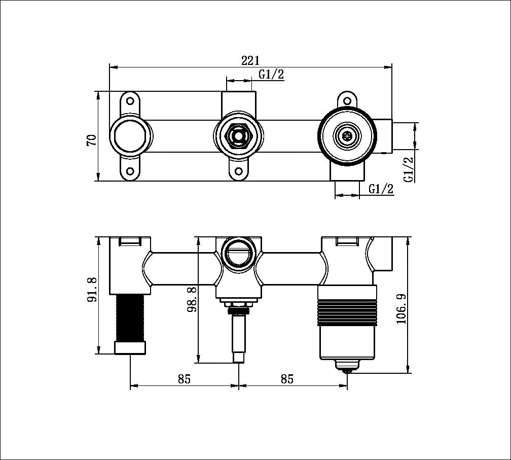 Nero Shower System Body Only NRUB004p