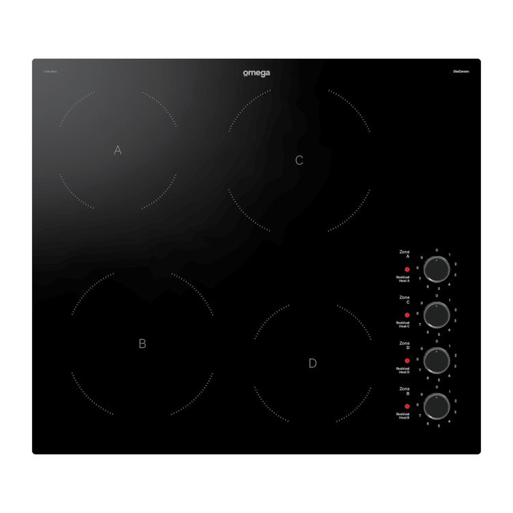 Omega 60cm Ceramic with Knob Cooktop OCC604KCOM