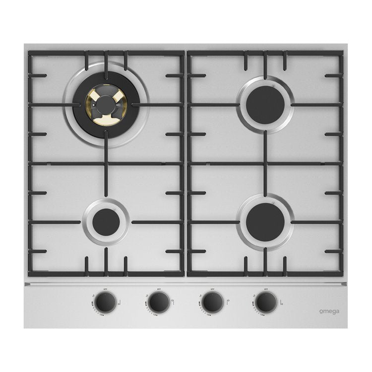 Omega 60cm Stainless Steel Gas Cooktop OCG604WXCOM