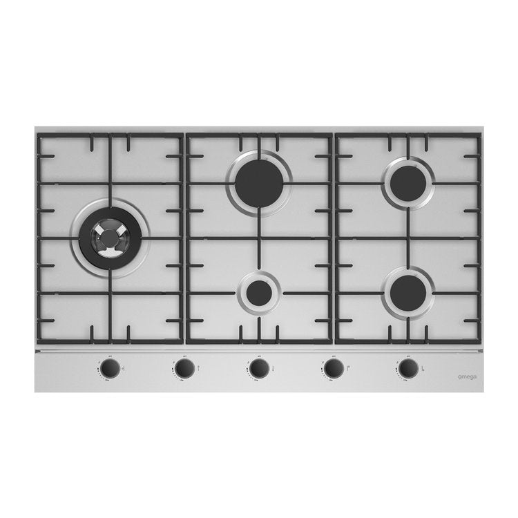 Omega 90cm Stainless Steel Gas Cooktop OCG905WXCOM