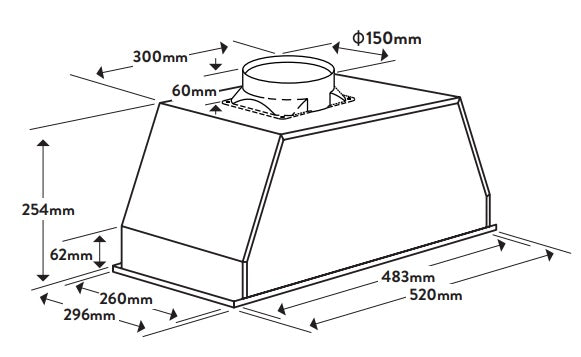 Omega 52cm Undermount Rangehood ORU50XL