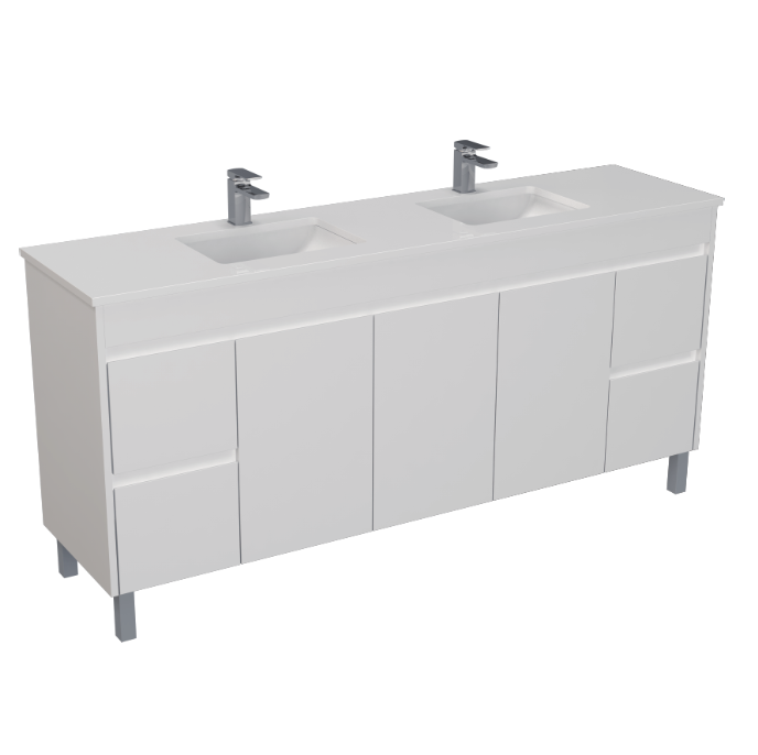 Polar 1800mm PVC Double Bowl Freestanding Vanity