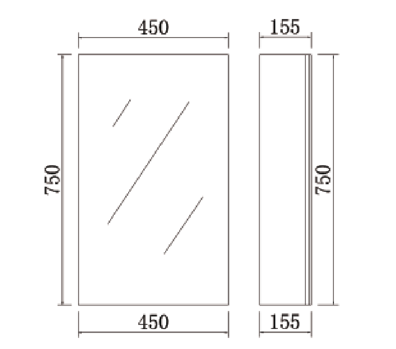 PVC 450 X 750mm Pencil Edge Shaving Cabinet