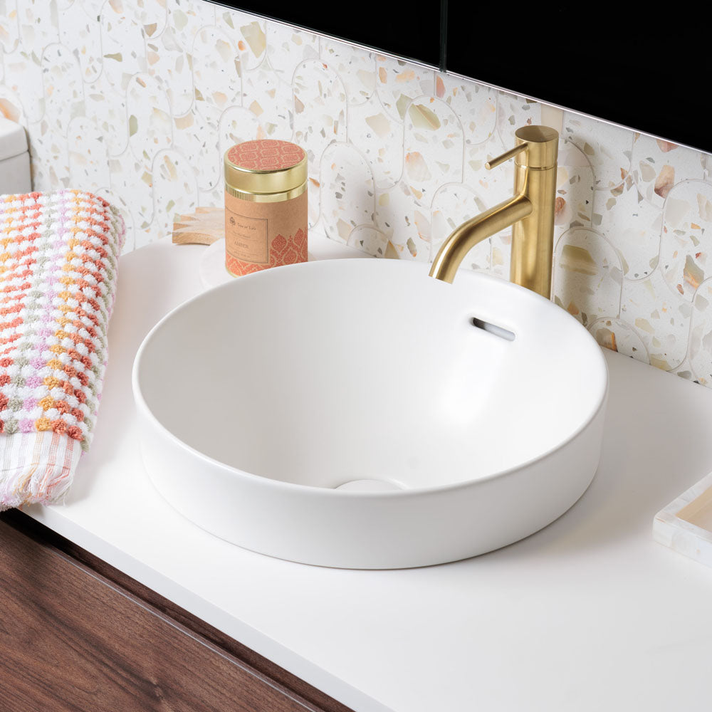 Fienza Aluca Round Semi-Inset Counter Ceramic Basin RB532