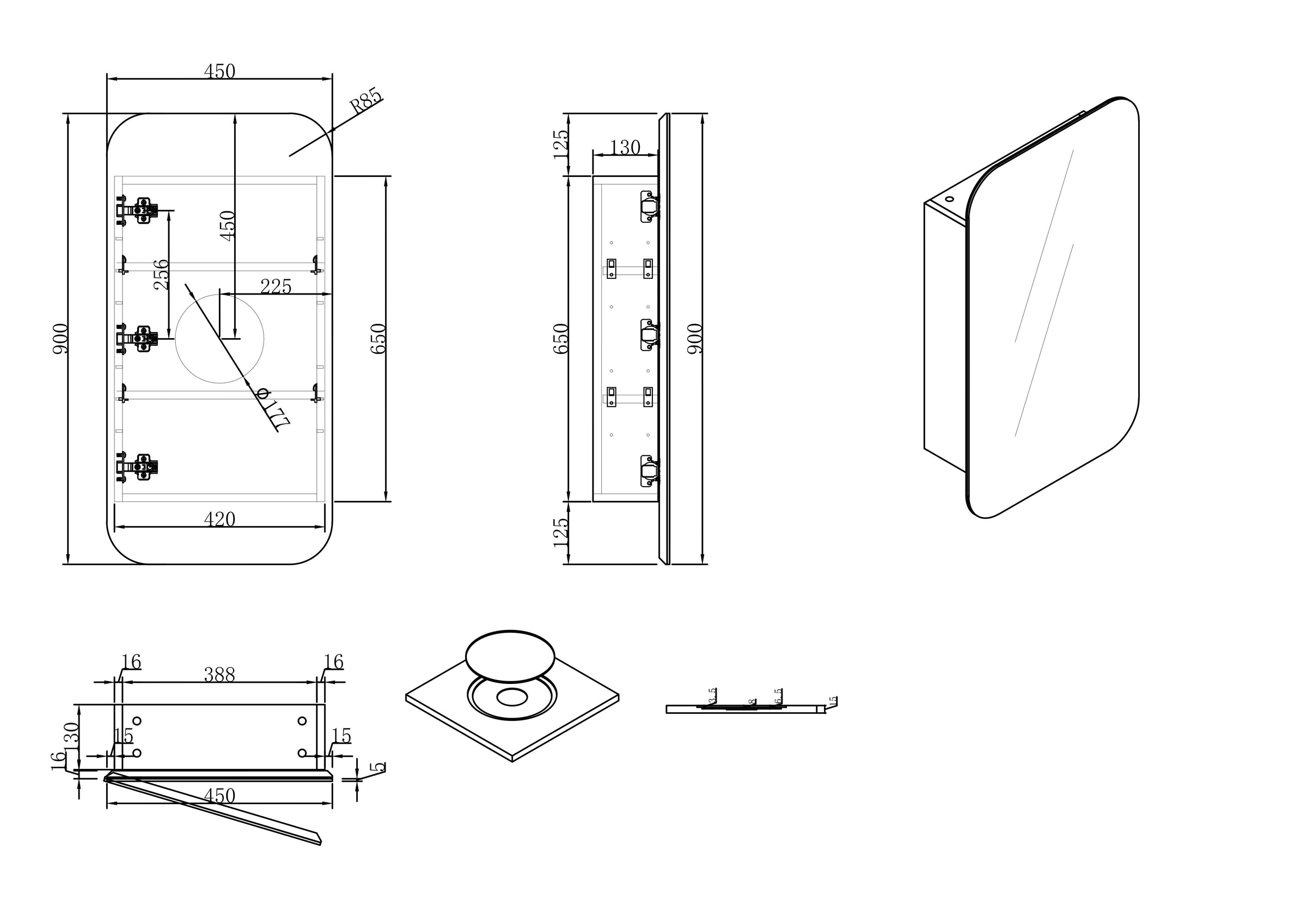 Cassa Design 450mm Rec Shaving Cabinet