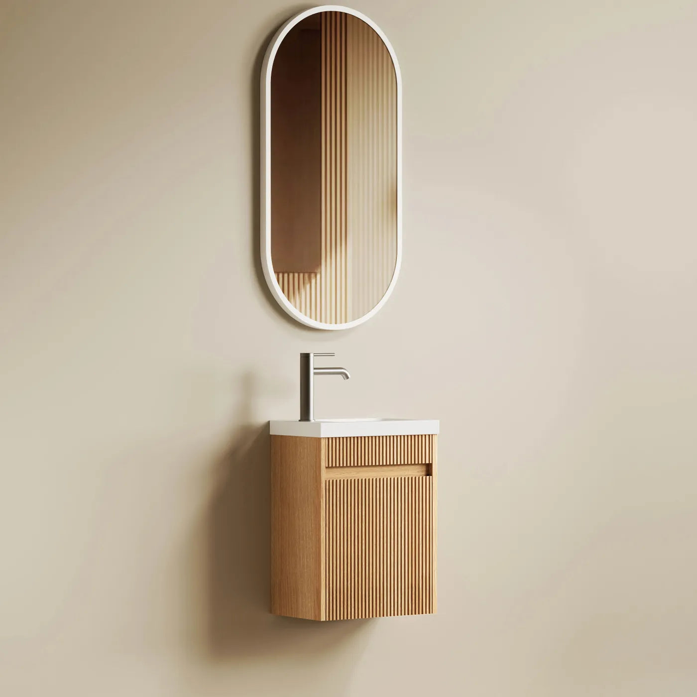 Otti Mini Ensuite Wall Hung Vanity 400mm Woodland Oak
