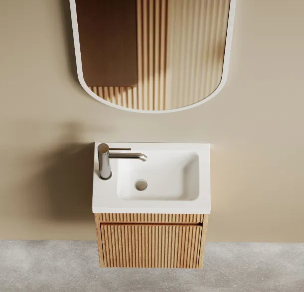 Otti Mini Ensuite Wall Hung Vanity 400mm Woodland Oak