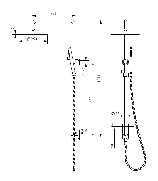 Millennium Cioso Sq 250mm Combination Shower 10754-25