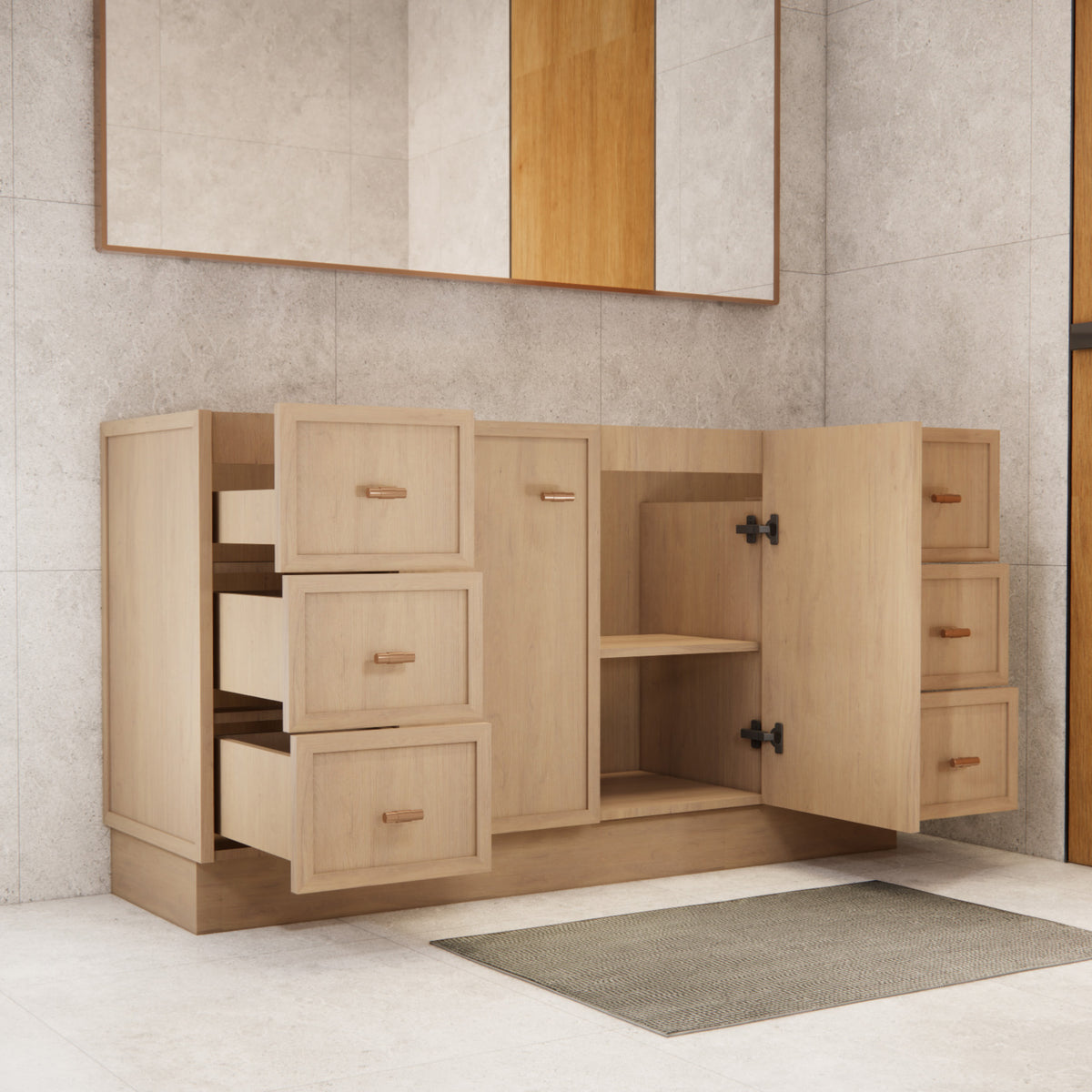 ABS 1500mm Tofino Coastal Oak Shaker Single Bowl Vanity