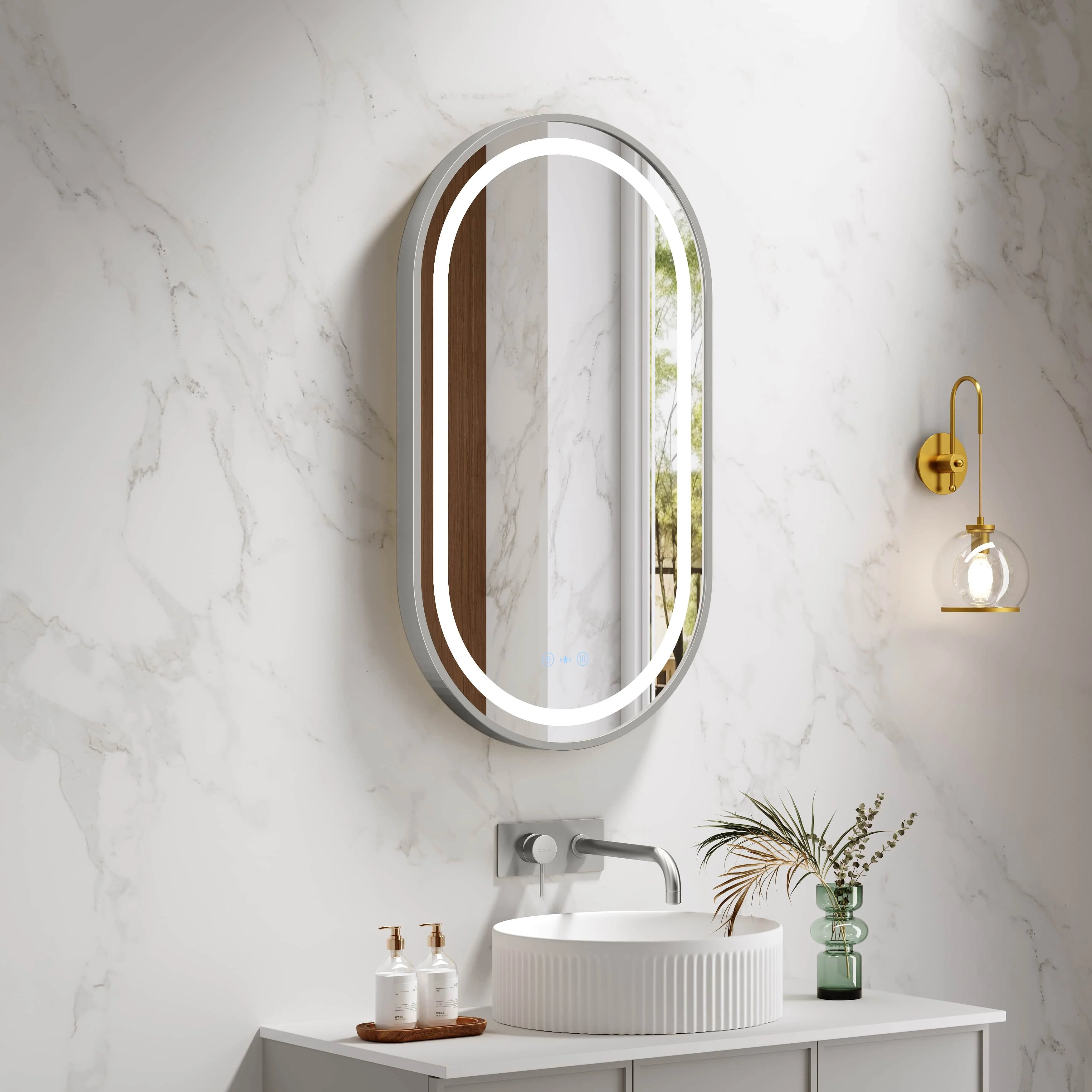 Mercio Venus 500 x 900mm Oval Framed LED Mirror