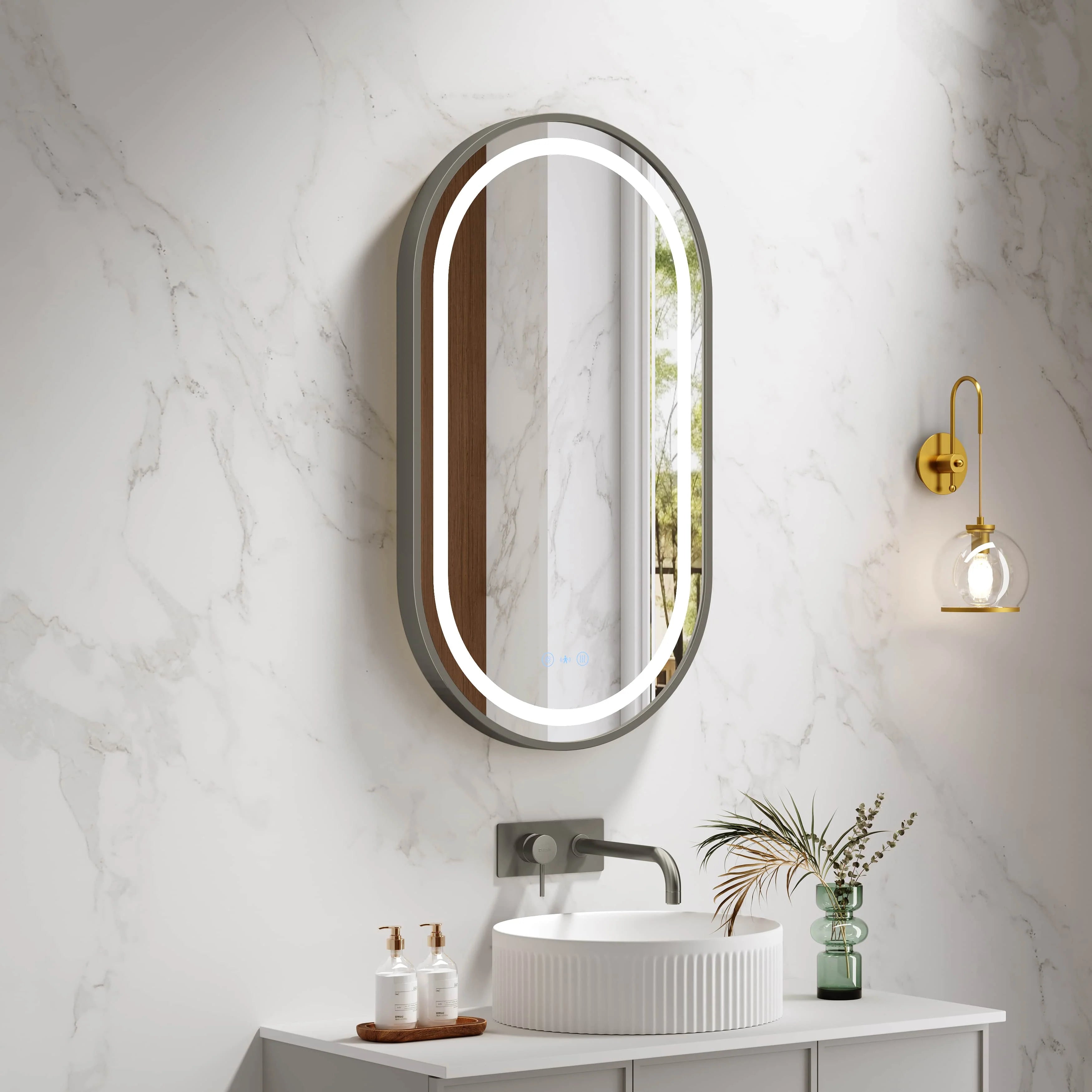 Mercio Venus 500 x 900mm Oval Framed LED Mirror