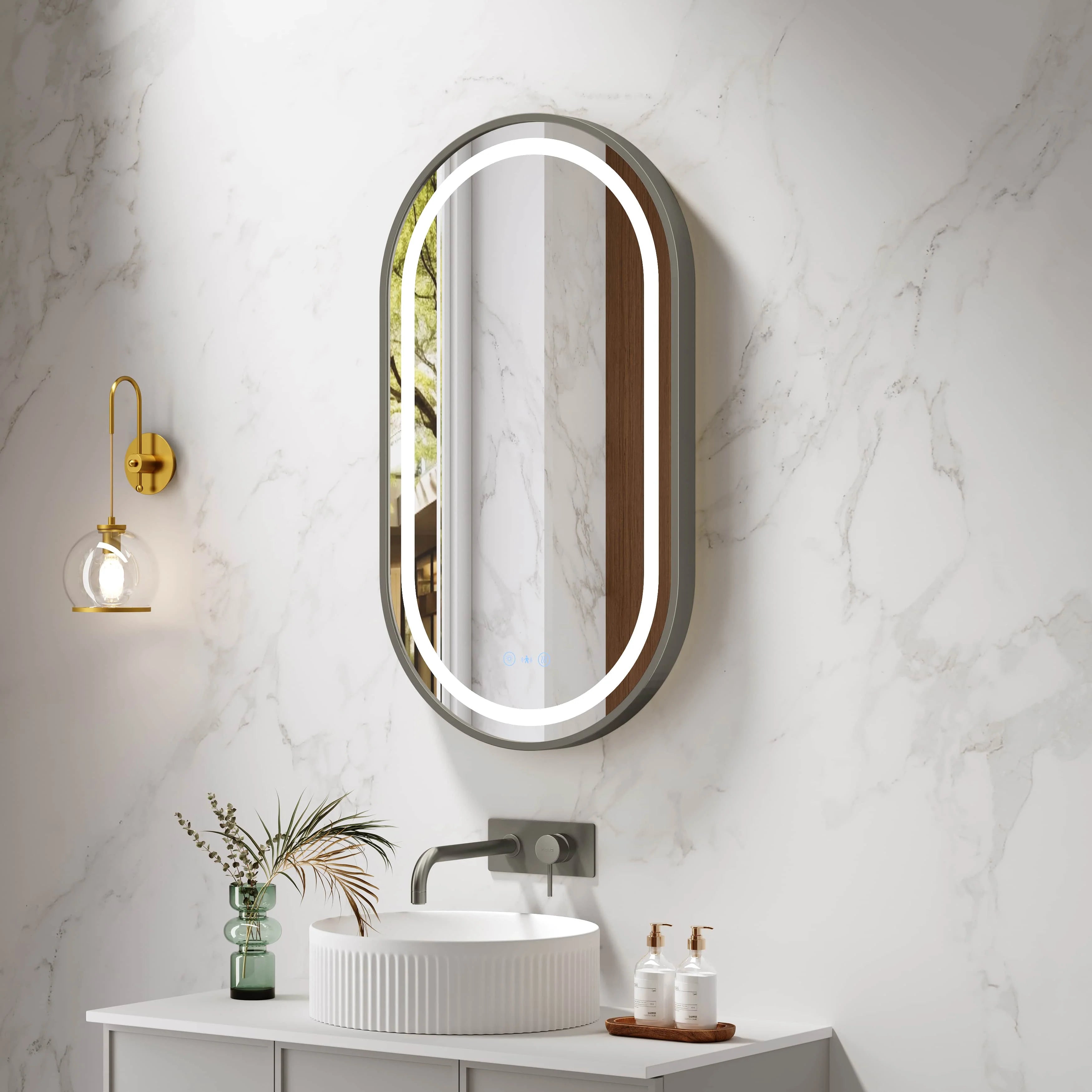 Mercio Venus 500 x 900mm Oval Framed LED Mirror