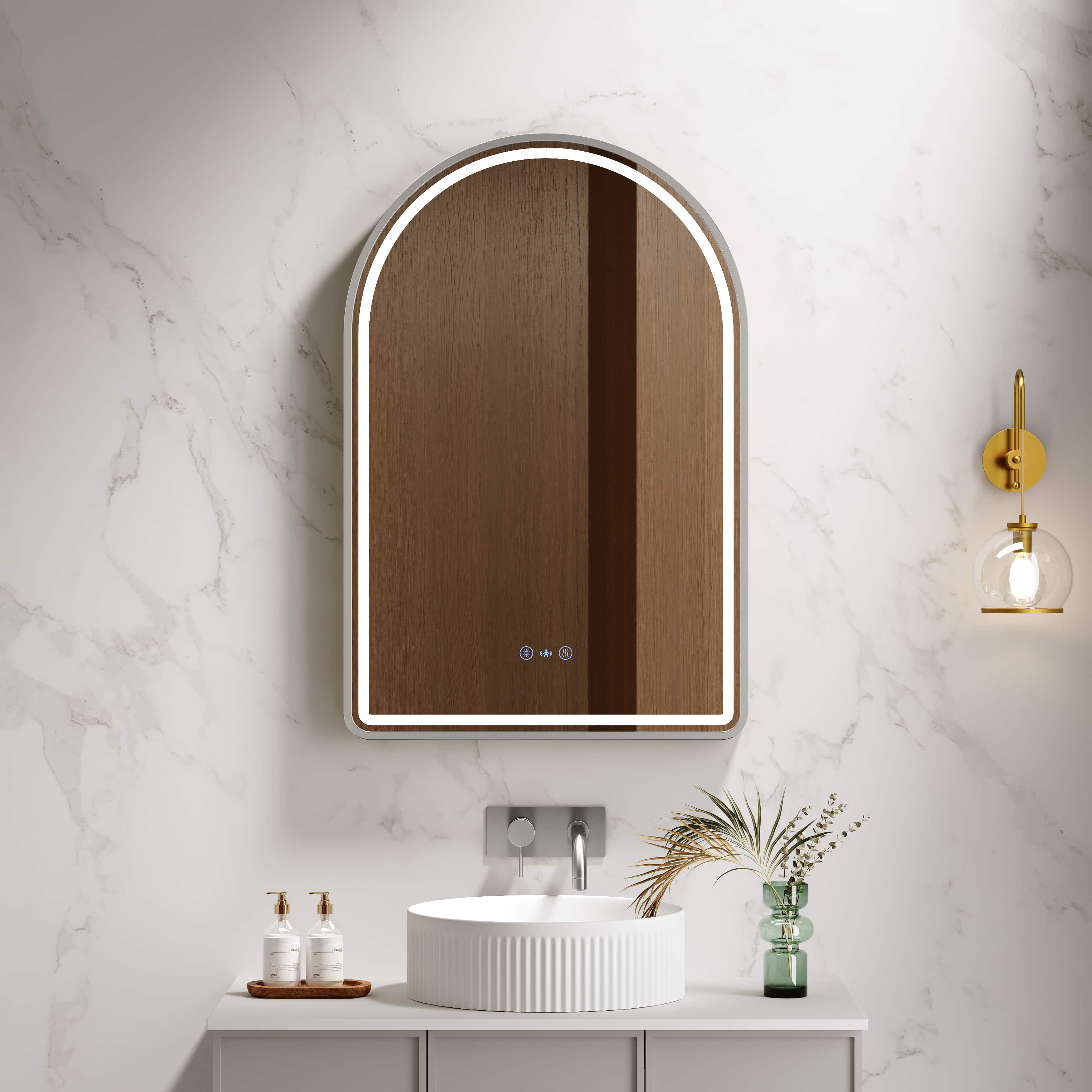 Mercio Venus 600 x 900mm Arch Framed LED Mirror