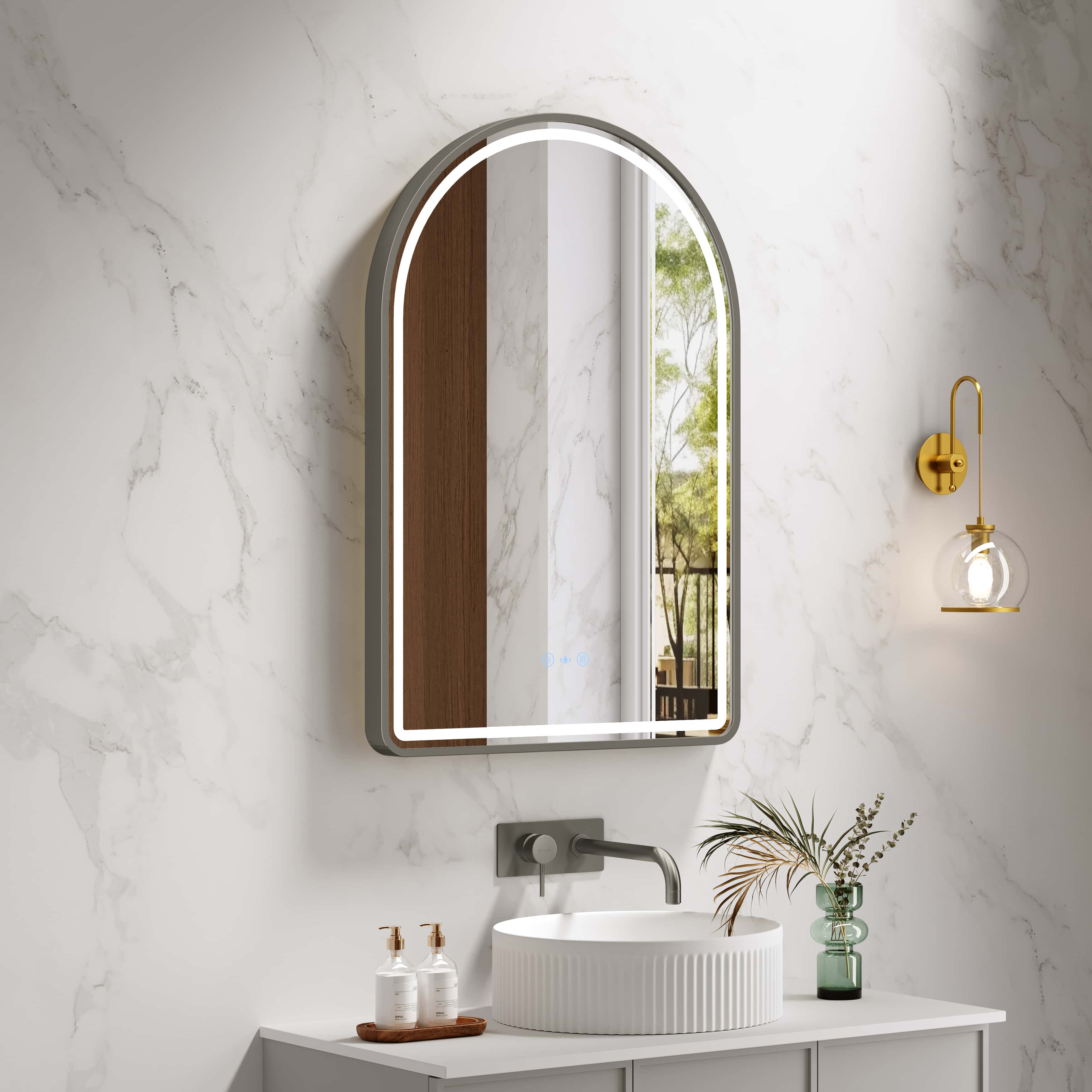 Mercio Venus 600 x 900mm Arch Framed LED Mirror