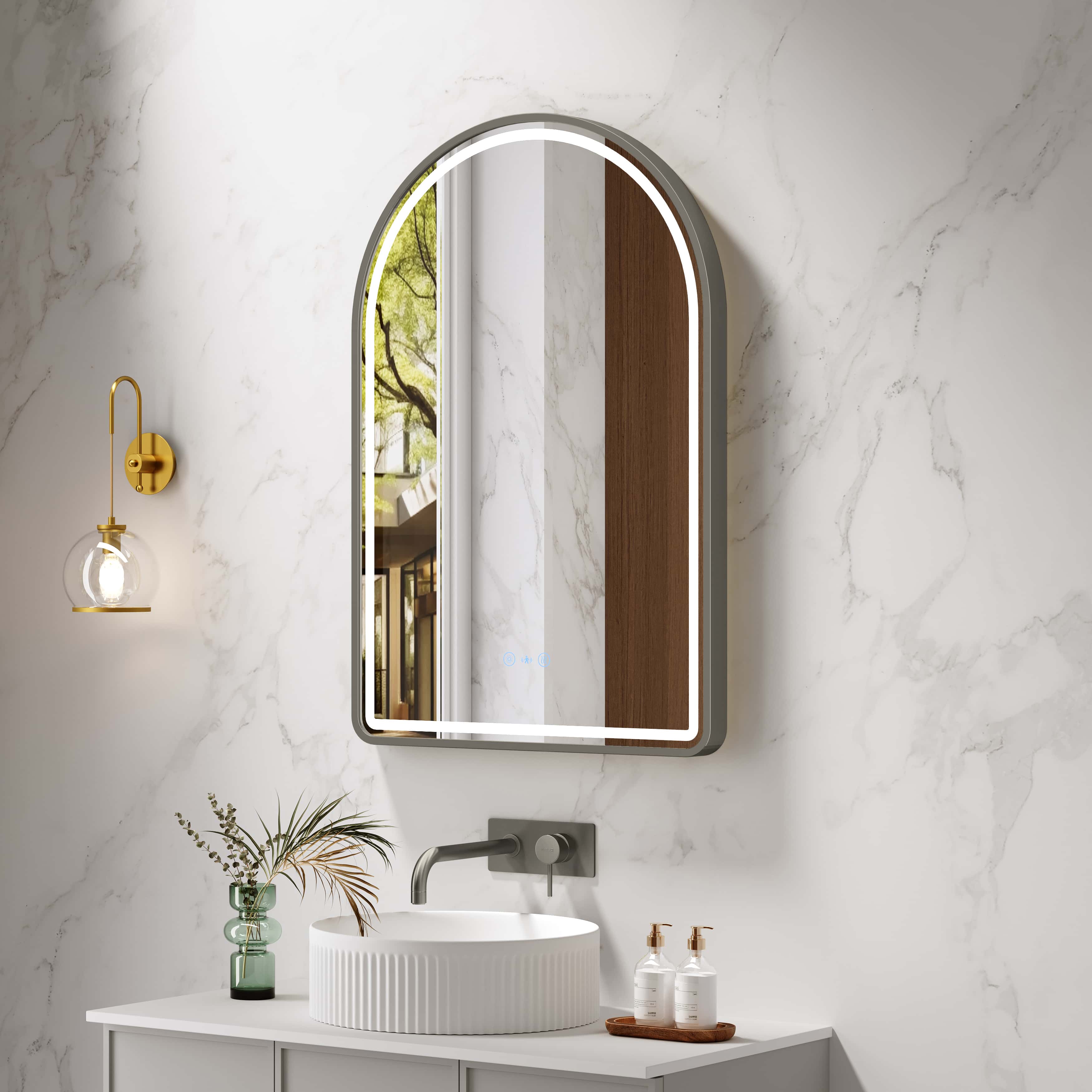 Mercio Venus 600 x 900mm Arch Framed LED Mirror