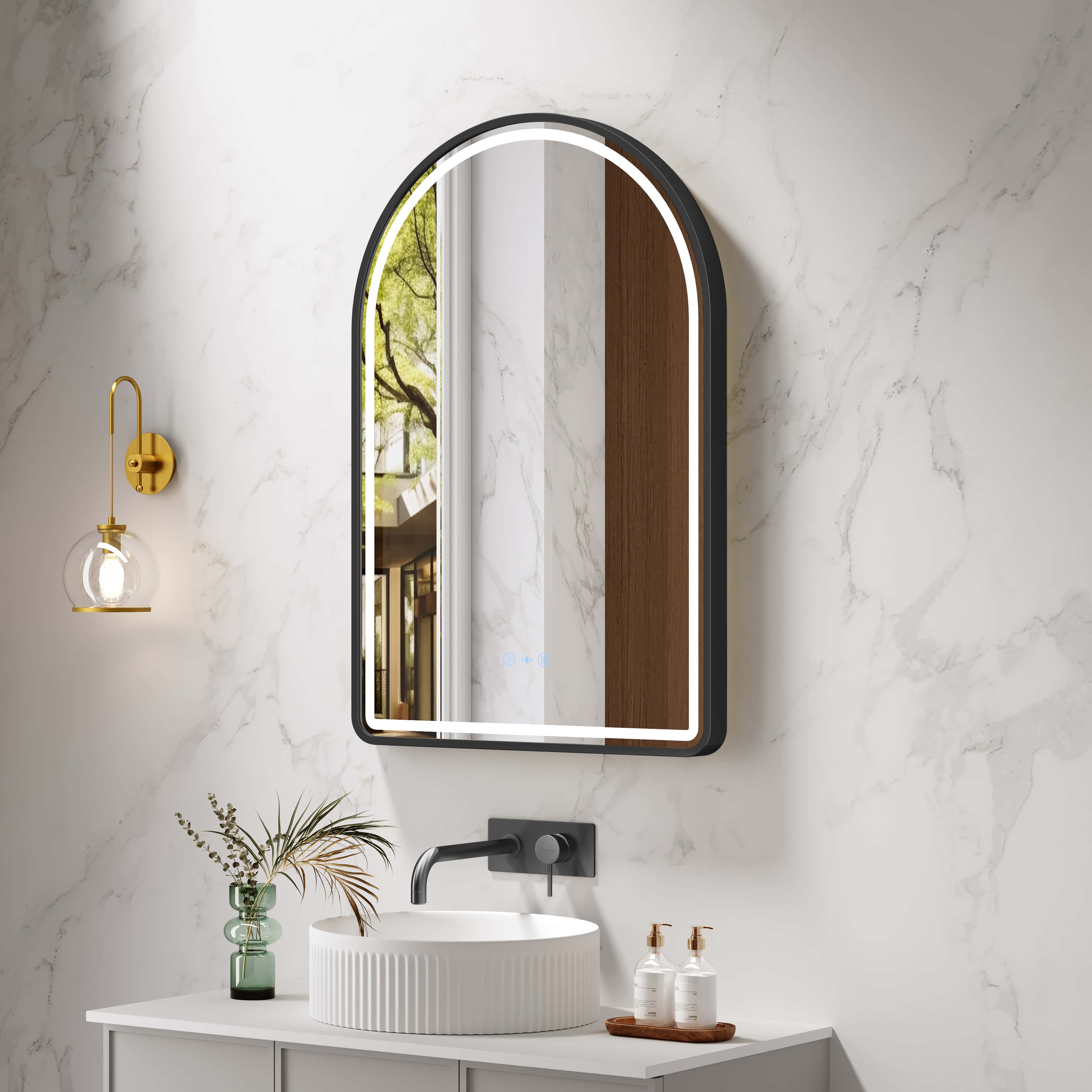 Mercio Venus 600 x 900mm Arch Framed LED Mirror