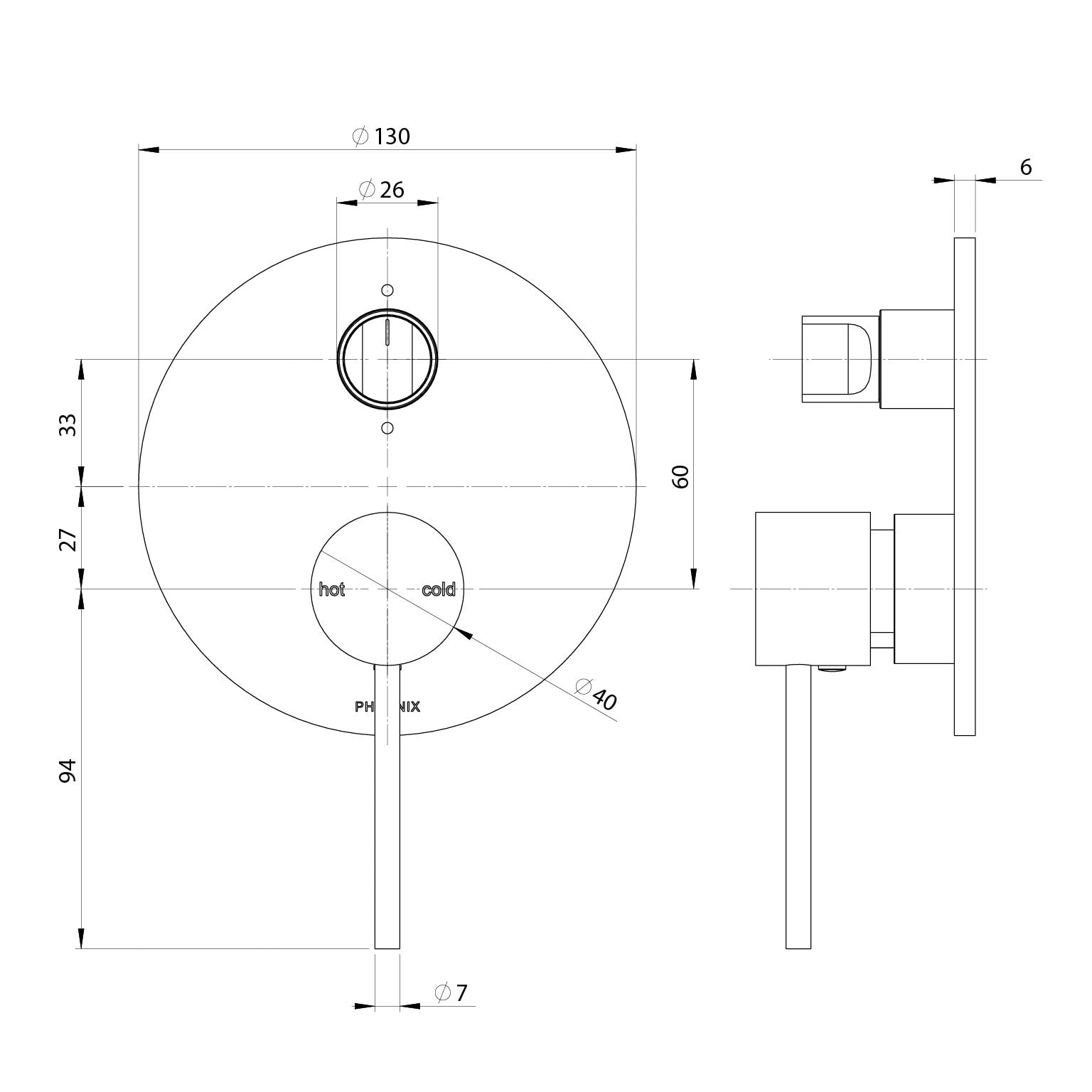Phoenix Vivid Slimline SwitchMix Shower/Bath Diverter Mixer Fit-Off Kit VS2940