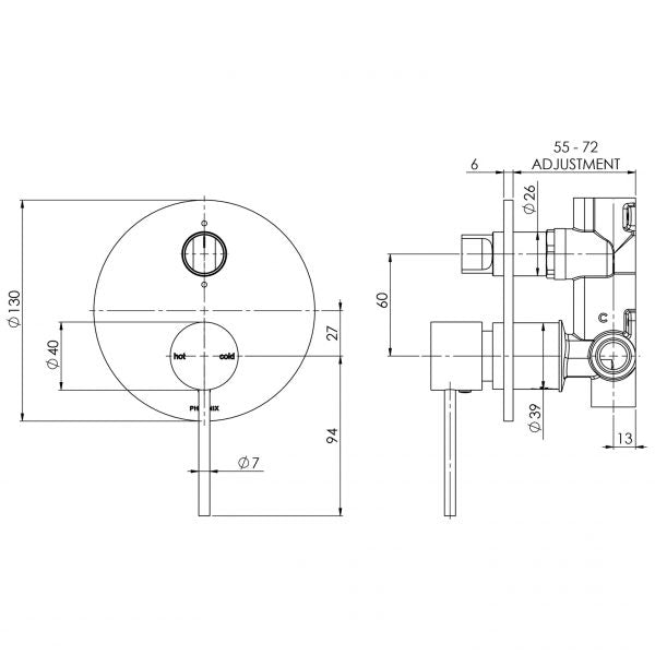 Phoenix Vivid Slimline Shower/Bath Diverter Mixer VS791