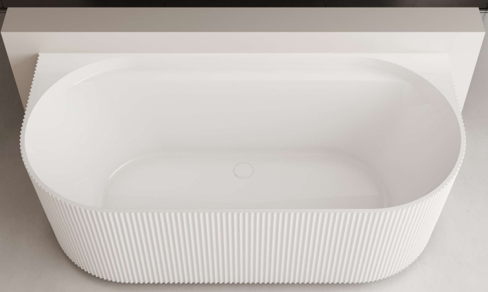 Ceejay Waverly Fluted Back to Wall Bath Gloss White CJ-WAVE