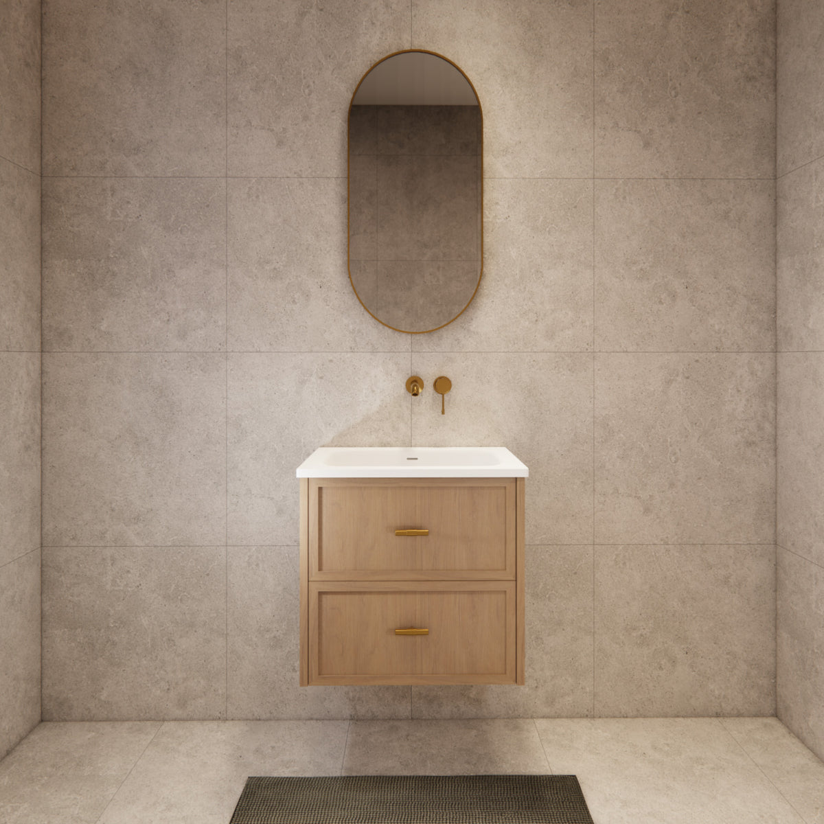 ABS 600mm Banff Coastal Oak Shaker All-Drawer Wall Hung Vanity