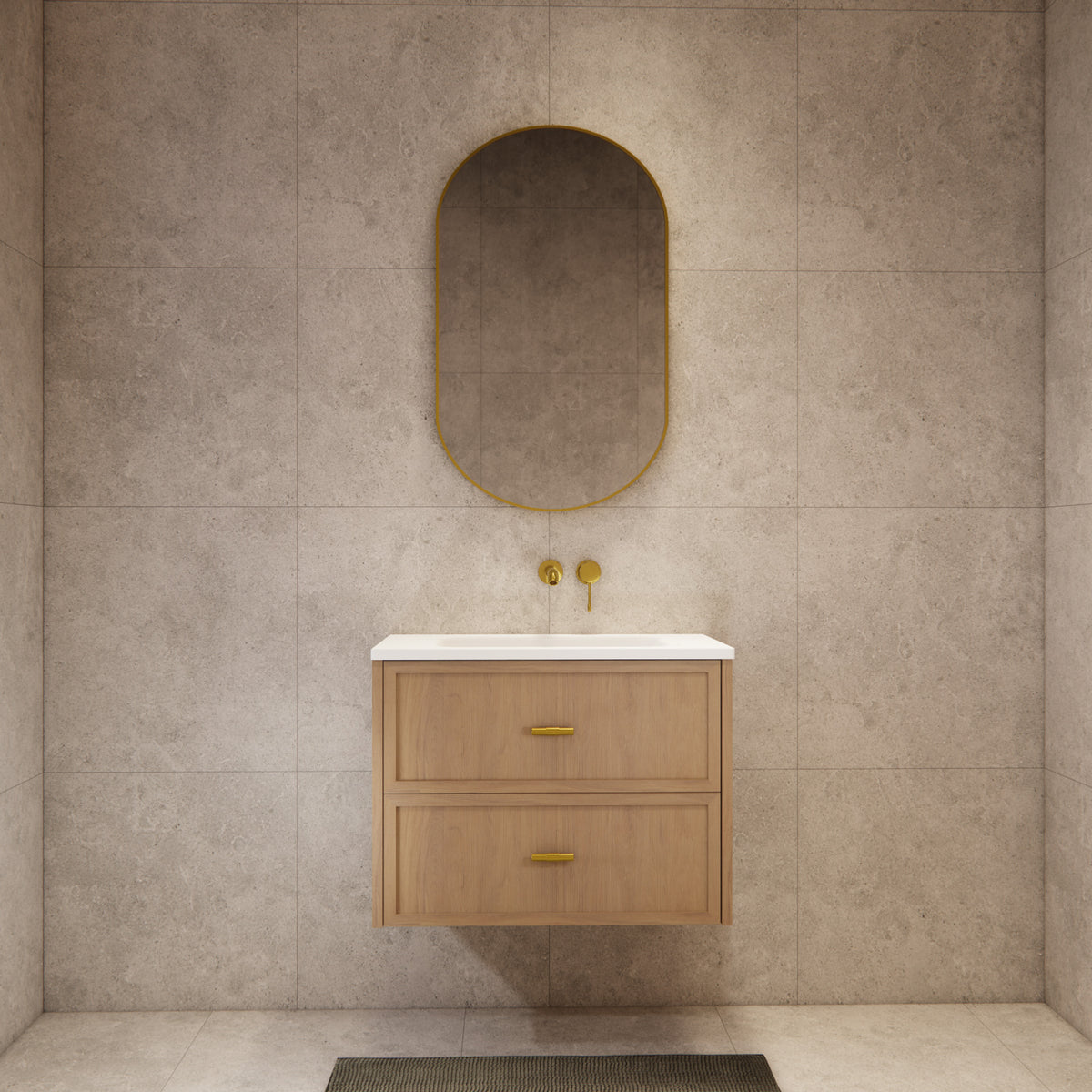 ABS 750mm Banff Coastal Oak Shaker All-Drawer Wall Hung Vanity