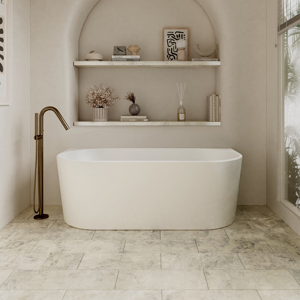 Cassa Design Auris 1400mm Back to Wall Bath Gloss White BT-AU1400