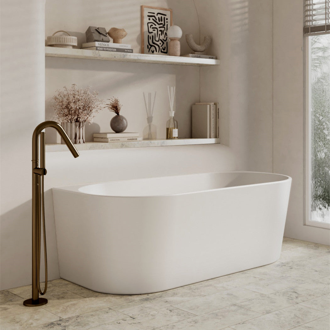 Cassa Design Auris 1400mm Back to Wall Bath Gloss White BT-AU1400