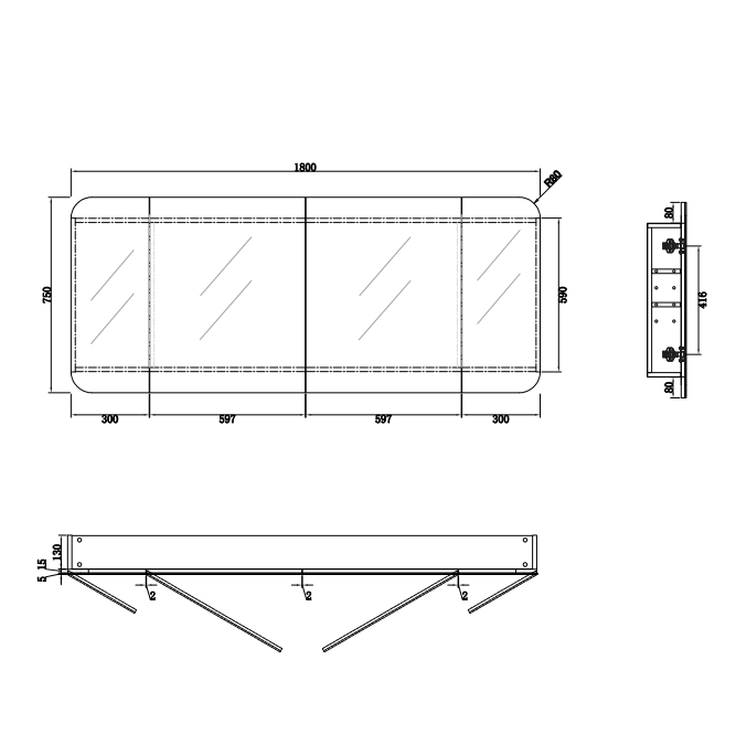 Cassa Design 1800mm Rec Shaving Cabinet